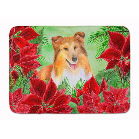 Carolines Treasures Sheltie Poinsettas Machine Washable Memory Foam Mat CK1367RUG